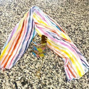 Colorful Striped Scarf and Bracelet Set